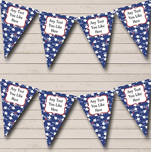 Blue Bird Pattern Personalized Carnival Fete Street Party Bunting Banner Garland