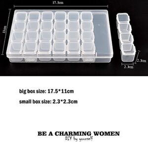 Lookathot 28 Nail Art Adjustable Plastic Storage Boxs Container- Portable Arts Crafts Organizer Case- for Rhinestone Bead Rings Jewelry Gems Earrings