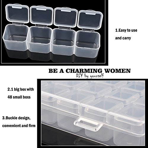 Lookathot 28 Nail Art Adjustable Plastic Storage Boxs Container- Portable Arts Crafts Organizer Case- for Rhinestone Bead Rings Jewelry Gems Earrings