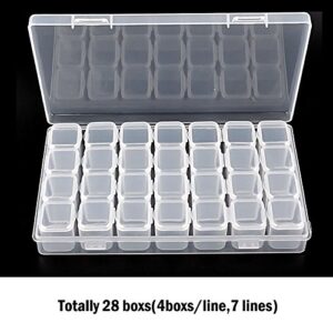 Lookathot 28 Nail Art Adjustable Plastic Storage Boxs Container- Portable Arts Crafts Organizer Case- for Rhinestone Bead Rings Jewelry Gems Earrings