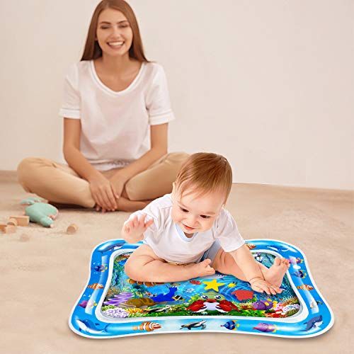 CUKU Tummy time Water Play mat Baby & Toddlers is The Perfect Fun time Play Inflatable Water mat,Activity Center Your Baby's Stimulation Growth