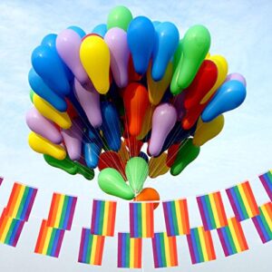 Whaline 38 Flags Gay Pride Banner, Rainbow String Bunting Indoor/Outdoor for LGBT Festival Party Celebration Decoration