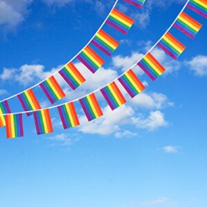 Whaline 38 Flags Gay Pride Banner, Rainbow String Bunting Indoor/Outdoor for LGBT Festival Party Celebration Decoration