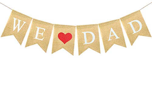 FAKTEEN We Love Dad Burlap Banner Happy Father's Day Family Photo Prop Best Dad Ever Gifts and Birthday Party Supplies Decorations