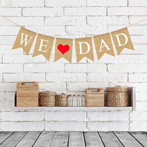 FAKTEEN We Love Dad Burlap Banner Happy Father's Day Family Photo Prop Best Dad Ever Gifts and Birthday Party Supplies Decorations