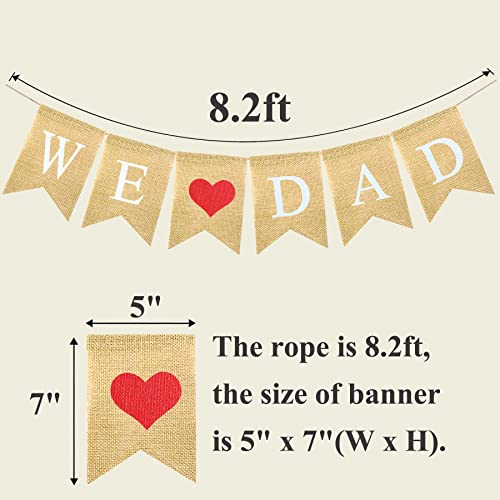 FAKTEEN We Love Dad Burlap Banner Happy Father's Day Family Photo Prop Best Dad Ever Gifts and Birthday Party Supplies Decorations