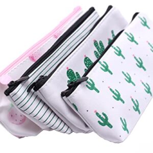 Set of 4 Cute Cactus Canvas Pencil Case Strawberry Pastoral Organizer Makeup Cosmetic Pouch Holder by SPADORIVE