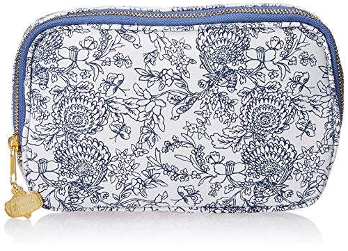 C.R. Gibson Blue Floral Travel Cable Organizer Case, 8.5" W x 8" H x 1.5" D (CCC-18692)