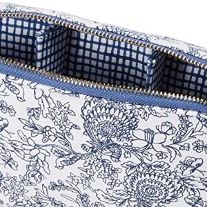 C.R. Gibson Blue Floral Travel Cable Organizer Case, 8.5" W x 8" H x 1.5" D (CCC-18692)