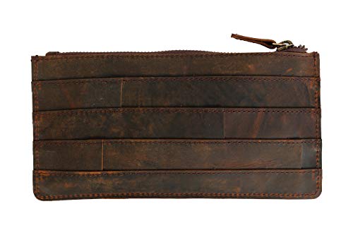 JYOS Leather Pen Pencil Case Small Purse Pouch Men Women Bag in Bag (Vintage Brown)