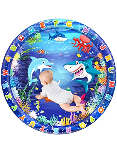 40" Tummy Time Water Mat, Inflatable Water Mat for Babies and Toddlers, Play Activity Center for Newborn Babies, Ideal Baby Toys Promoting Brain Development Sensory Stimulation