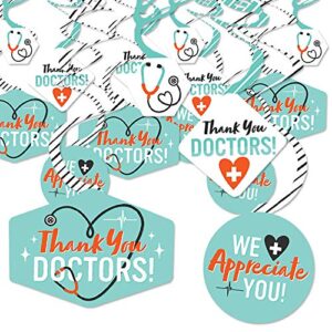 Big Dot of Happiness Thank You Doctors - Doctor Appreciation Week Hanging Decor - Party Decoration Swirls - Set of 40