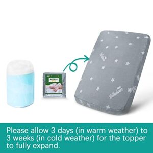 Waterproof Pack and Play Mattress Topper Fits for Graco & Baby Trend & Pamo Babe Playard, Bamboo Playard Mattress Pad for Toddlers, Soft Foam Playpen Mattress with Non-Slip Bottom, Dual Sided, Grey