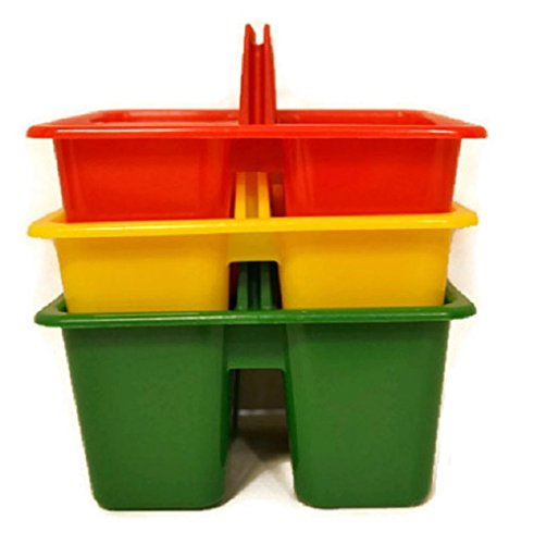 Kids Arts & Crafts Small Plastic Caddies, 3 Compartments, 3-ct Set