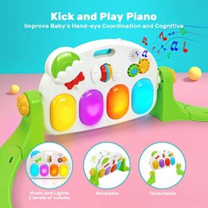 HOLYFUN Baby Gym Play Mat for 0 6 12 Month, Play Piano Keyboard, Tummy Time Playmats, Musical Activity Center with Sensory Teether Baby Toys, Early Learning Gift for Newborn Infants