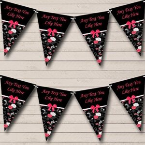 black pink shabby chic vintage personalized hen do night party bunting banner