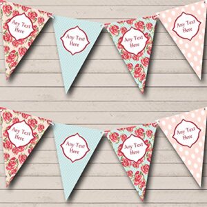 tea shabby chic vintage roses polkadot retirement party bunting banner