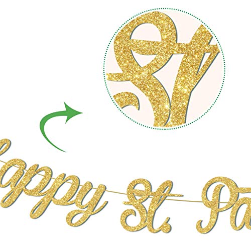 St. Patrick 's Day Banner Decorations Shamrock Clover Garland Banner Irish Party lucky One Birthday Party Supplies Green and Gold Garland