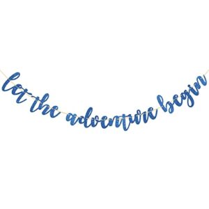 kakaswa let the adventure begin banner, blue sign decor for baby shower/bridal shower, travel themed party decoration supplies