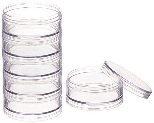 Paylak CNTB111-6 Storage Stackable Containers 6 for Beads Crafts 2.75" Round