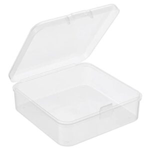 patikil clear storage container with hinged lid 75x25mm, 6 pack plastic square box for beads art craft