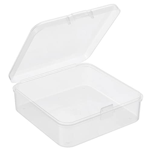 PATIKIL Clear Storage Container with Hinged Lid 75x25mm, 6 Pack Plastic Square Box for Beads Art Craft