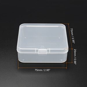 PATIKIL Clear Storage Container with Hinged Lid 75x25mm, 6 Pack Plastic Square Box for Beads Art Craft