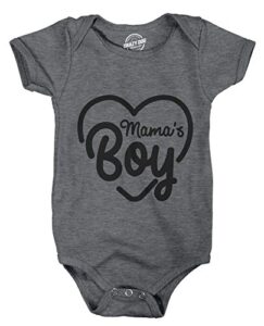 creeper mamas boy cute funny sarcastic shower baby shirt gift for newborn son (light heather grey) – 0-3 months