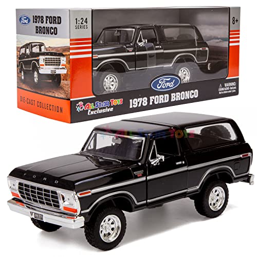 1978 Ford Bronco Ranger XLT 1:24 Diecast Model Car SUV SUT Black with Cap Truck Motormax 79371