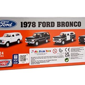 1978 Ford Bronco Ranger XLT 1:24 Diecast Model Car SUV SUT Black with Cap Truck Motormax 79371