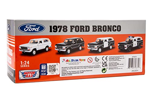 1978 Ford Bronco Ranger XLT 1:24 Diecast Model Car SUV SUT Black with Cap Truck Motormax 79371