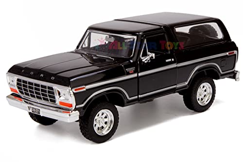 1978 Ford Bronco Ranger XLT 1:24 Diecast Model Car SUV SUT Black with Cap Truck Motormax 79371