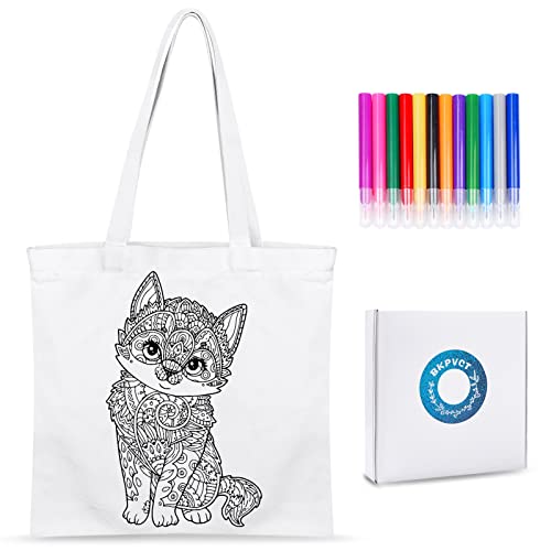 BKPVCT Economical Tote Bag DIY Kit White Canvas Bag Lightweight Medium Reusable Grocery Shopping Cloth Bags