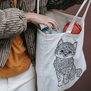 BKPVCT Economical Tote Bag DIY Kit White Canvas Bag Lightweight Medium Reusable Grocery Shopping Cloth Bags