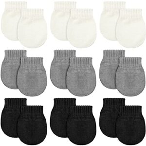 satinior 9 pairs baby winter mittens for 0-6 months baby no scratch newborn mittens glove infant warm glove (black, gray, white)
