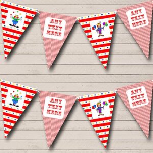 circus clowns birthday personalized children’s birthday party bunting banner