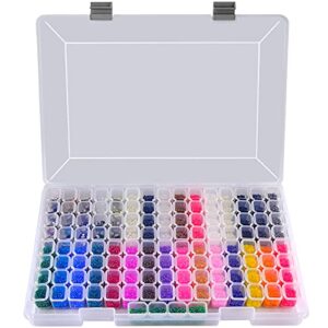 124 grids diamond painting storage, art accessories tools containers case plastic bead organizer 5d diamond embroidery accessories for diy art craft and nail diamonds(box only)