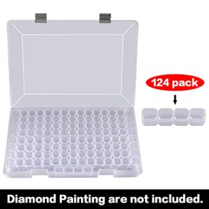 124 Grids Diamond Painting Storage, Art Accessories Tools Containers Case Plastic Bead Organizer 5D Diamond Embroidery Accessories for DIY Art Craft and Nail Diamonds(Box Only)