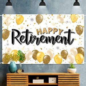 LASKYER Happy Retirement Gold Large Banner - Cheers to Retirement Home Wall Photoprop Backdrop,Farewell Goodbye Party Decorations.