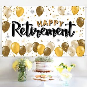 LASKYER Happy Retirement Gold Large Banner - Cheers to Retirement Home Wall Photoprop Backdrop,Farewell Goodbye Party Decorations.