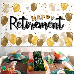 LASKYER Happy Retirement Gold Large Banner - Cheers to Retirement Home Wall Photoprop Backdrop,Farewell Goodbye Party Decorations.