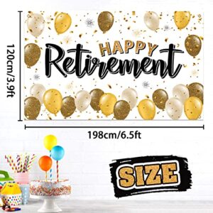 LASKYER Happy Retirement Gold Large Banner - Cheers to Retirement Home Wall Photoprop Backdrop,Farewell Goodbye Party Decorations.