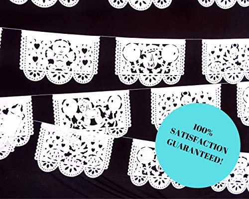 5 Pk Mi bautizo or Baby shower party decor for boy or girl, Over 60 feet of Papel Picado White tissue paper banner garlands with angelitos, rocking horse 50 Panels/Flags ws95