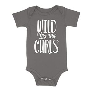 luxxology wild like my curls baby infant bodysuit, charcoal 12m