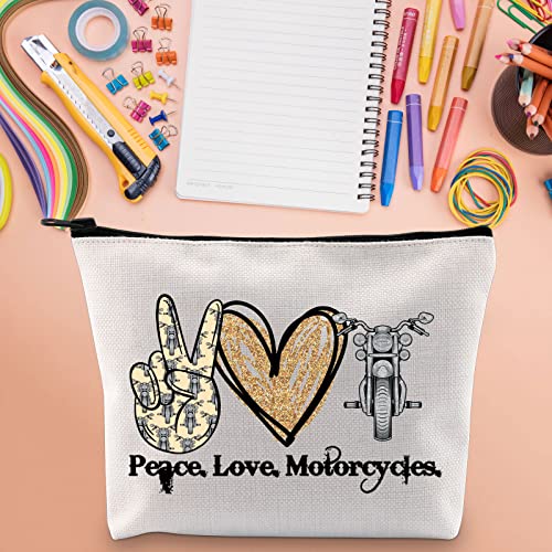 WZMPA Motorcyclist Cosmetic Bag Ride Safe Biker Gift Peace Love Motorcycle Makeup Zipper Pouch Bag For Friend Family (Peace Motorcycle)