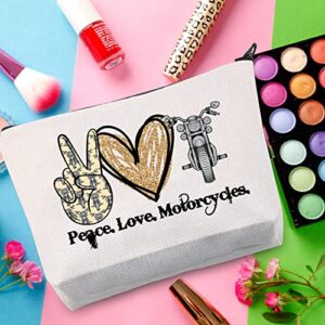 WZMPA Motorcyclist Cosmetic Bag Ride Safe Biker Gift Peace Love Motorcycle Makeup Zipper Pouch Bag For Friend Family (Peace Motorcycle)