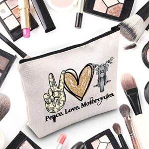 WZMPA Motorcyclist Cosmetic Bag Ride Safe Biker Gift Peace Love Motorcycle Makeup Zipper Pouch Bag For Friend Family (Peace Motorcycle)