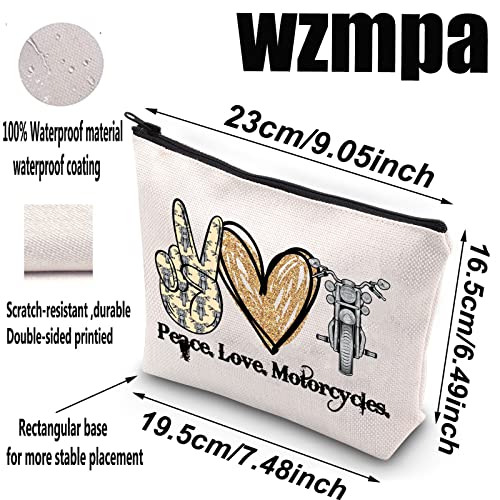 WZMPA Motorcyclist Cosmetic Bag Ride Safe Biker Gift Peace Love Motorcycle Makeup Zipper Pouch Bag For Friend Family (Peace Motorcycle)