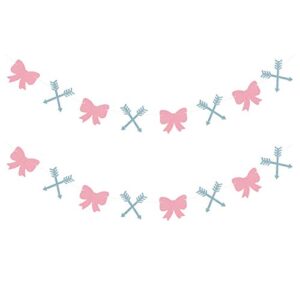 2 strands bows or arrows banner boy or girl pink or blue dessert bar bunting paper garland for gender reveal party decoration backdrops