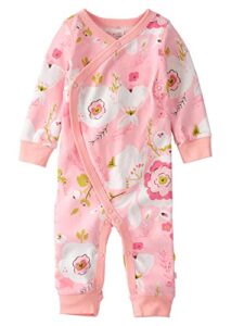 little planet by carter’s baby girls’ organic cotton wrap sleep & play, pink floral, 9 months